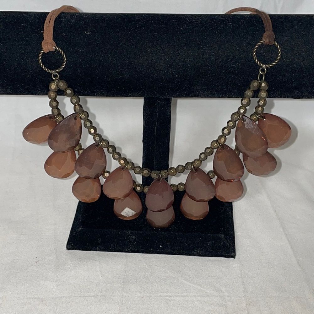 Necklace With Small Brown Beads With Large Brown Hangers Beads